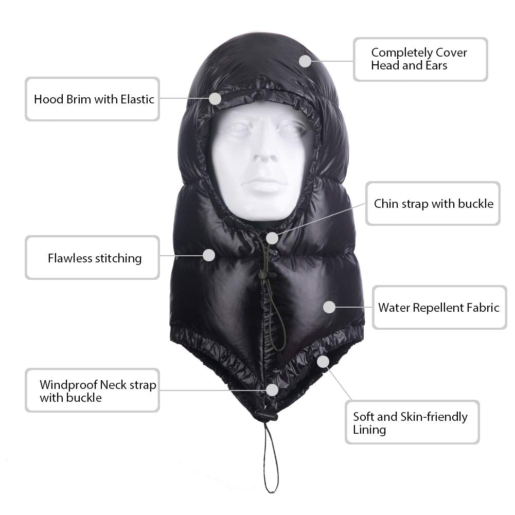 Tapasimme Winter Warm Down Cap Ultralight Windproof Sleeping Bag Outdoor Camping Waterproof Down Hood Hat With Compression Stora