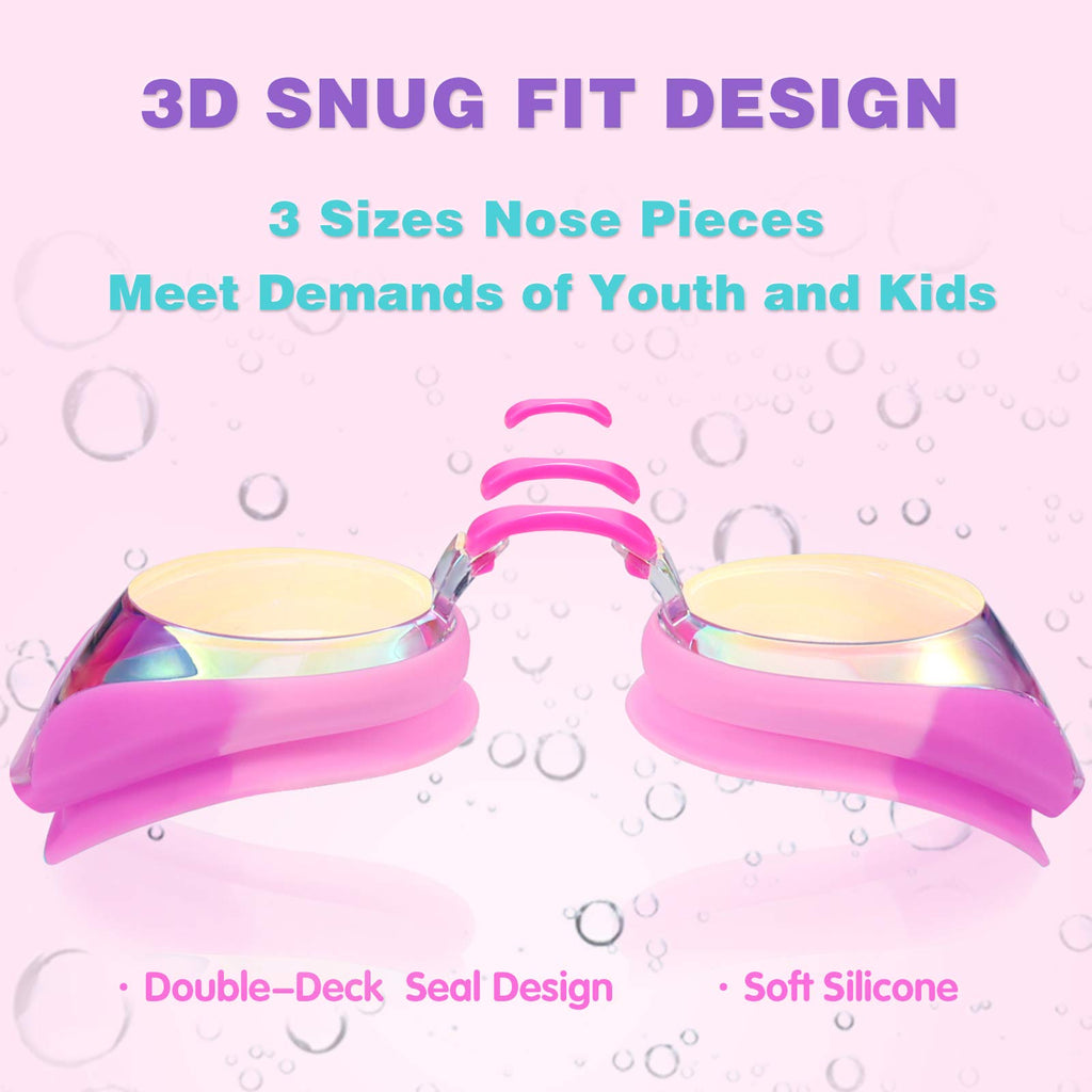 Keary Kids Swim Goggles Swimming Goggles For Toddler Children Girls Boys Youth, Anti-Fog Waterproof Uv Protection Clear Vision M