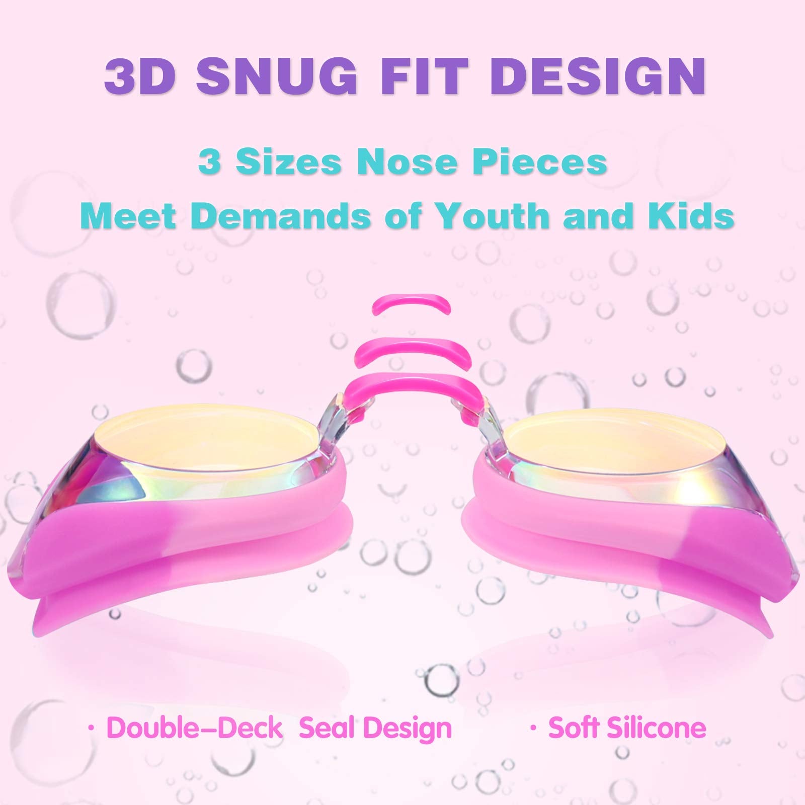 Keary Kids Swim Goggles Swimming Goggles For Toddler Children Girls Boys Youth, Anti-Fog Waterproof Uv Protection Clear Vision M