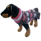 Jecikelon Pet Dog Long Sweaters Dress Knitwear Turtleneck Pullover Warm Winter Puppy Sweater Long Dresses (Grey Heart, X-Small)