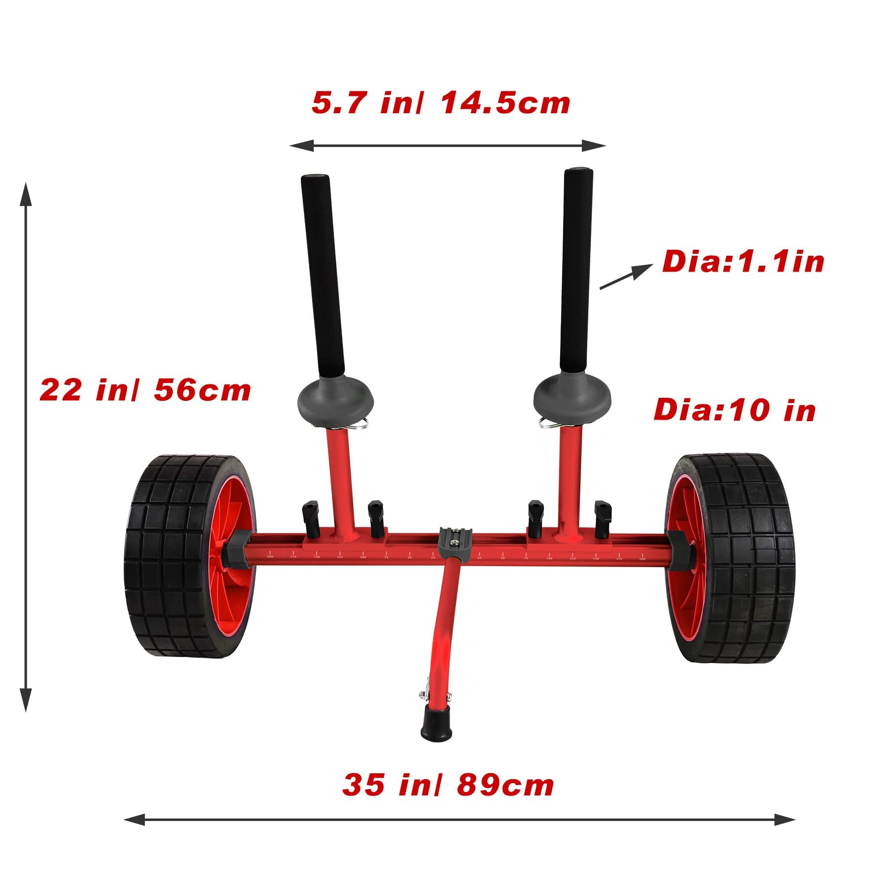 Reeyak Sit On Top Kayak Cart, Heavy-Duty Plug-In Kayak Cart Dolly With 10 Inch Airless Wheels, Width Adjustable For Carrying Kay