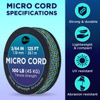 Teceum Micro Paracord - Aquatica - 1.18 Mm X 125 Ft - Micro Utility Cord - Thin Braided Paracord Rope Nylon Polyester - Wind Chi