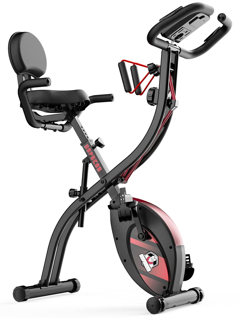 Hapbear Folding Exercise Bike Magnetic Foldable Stationary Bike, 3 In 1 Mode Indoor Upright Fitness Workout X-Bike With 8-Level