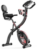 Hapbear Folding Exercise Bike Magnetic Foldable Stationary Bike, 3 In 1 Mode Indoor Upright Fitness Workout X-Bike With 8-Level