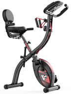 Hapbear Folding Exercise Bike Magnetic Foldable Stationary Bike, 3 In 1 Mode Indoor Upright Fitness Workout X-Bike With 8-Level