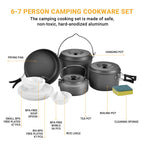 Bulin 13Pcs Camping Cookware Mess Kit, Nonstick Backpacking Cooking Set, Outdoor Cook Gear For Family Hiking, Picnic Lightweight