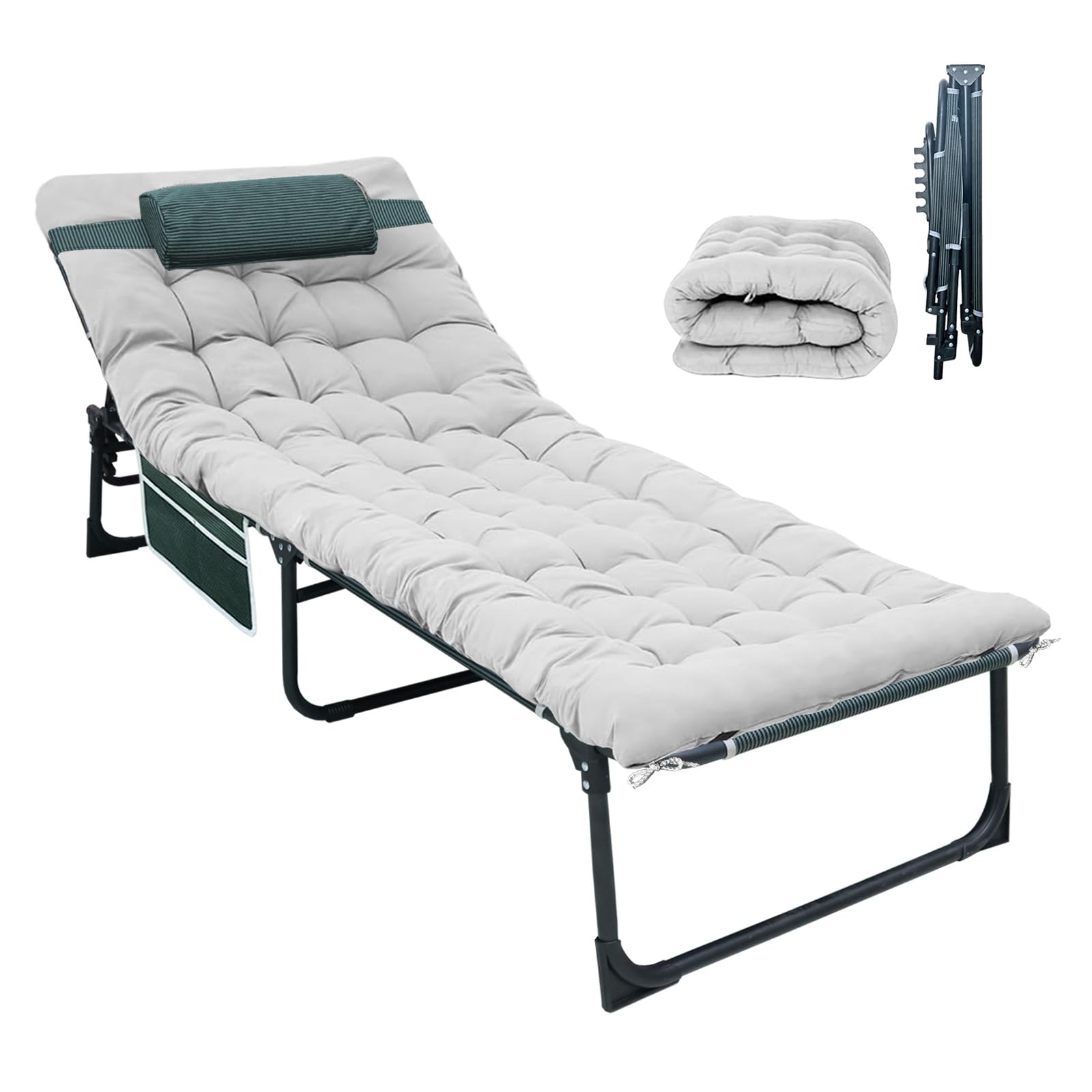 YELLOW JACKET Folding Sleeping Cot, Camping Cot with Mattress for Adults 450lbs Max Load, Portable Camping Cot with Pillow, Adju