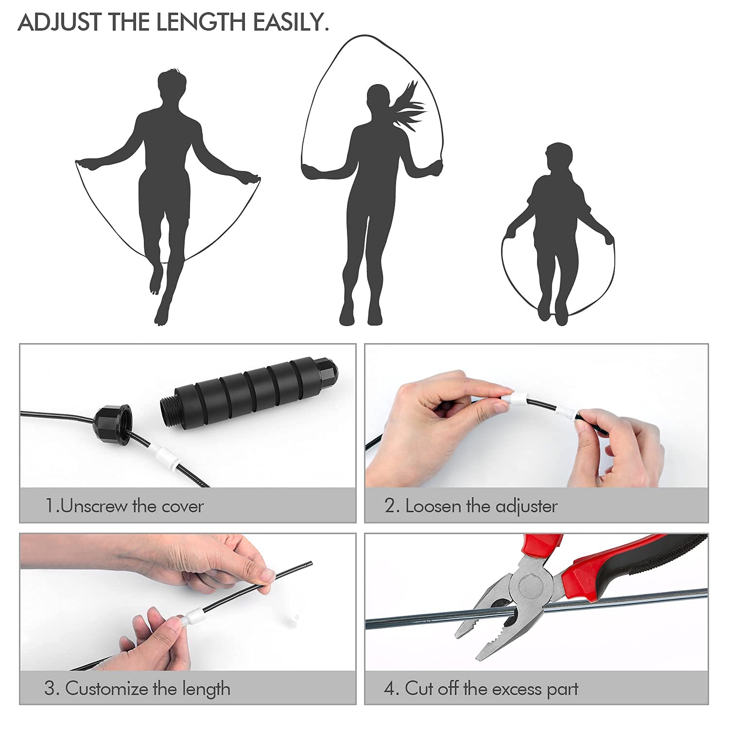 Loocio Jump Rope, Tangle-Free Rapid Speed Jumping Rope Cable With Ball Bearings For Women, Men And Kids, Adjustable Foam Handles