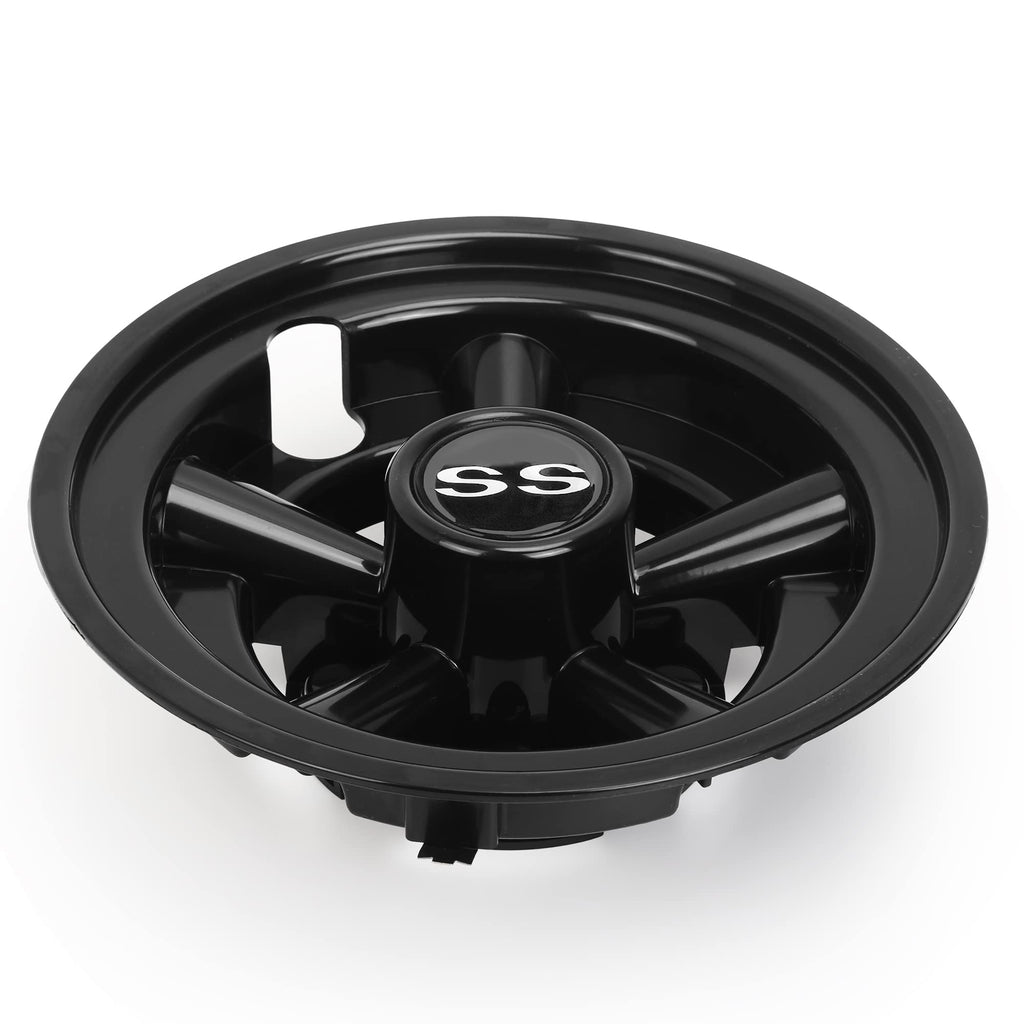 10L0L Golf Cart Wheel Covers Hub Caps For Ezgo, Club Car, Yamaha - 8 Inch Snap-On Installation, Black, Set Of 4