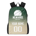 Personalized Milw Basketball Sports Backpack Custom City Fan Gift Shoulder Bag Add Name and Number Casual Bag
