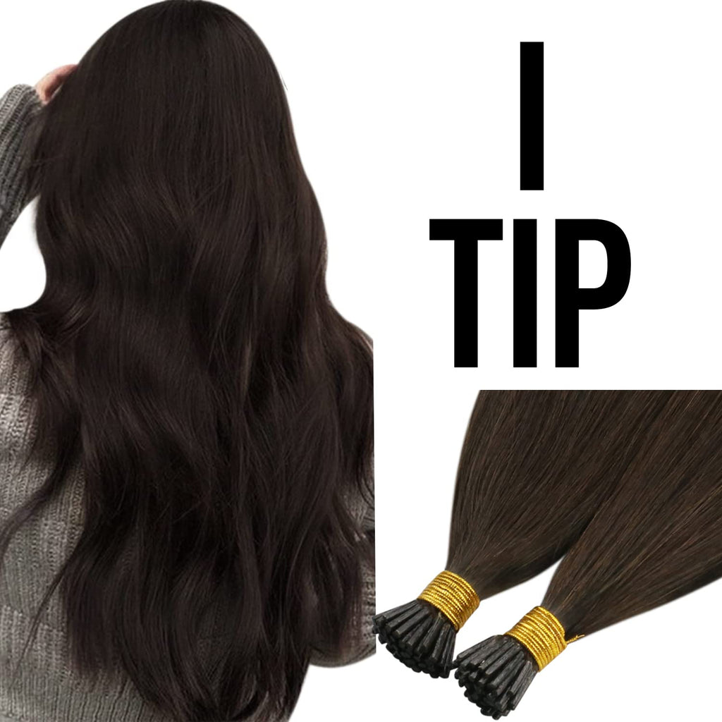 Sunny I Tip Hair Extensions Human Hair Dark Brown I Tip Real Human Hair Extensions Brown Pre Bonded I Tip Hair Extensions Real H