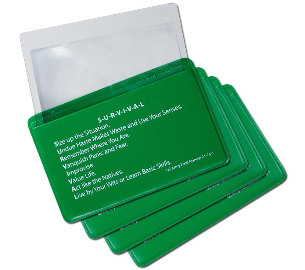 Fresnel Lens 4-Pack Credit Card Size Pocket Magnifier & Firestarter
