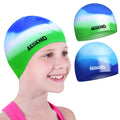Aegend 2 Pack Kids Swim Cap For Girls Boys Age 8-15, Waterproof Swim Cap Kids Durable Silicone Kids Swimming Cap For Boys Girls 