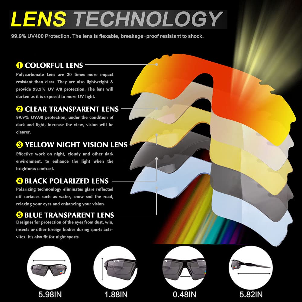 Polarized Sports Sunglasses Cycling Sun Glasses For Men Women With 5 Interchangeable Lenes For Running Baseball Golf Driving (Wh