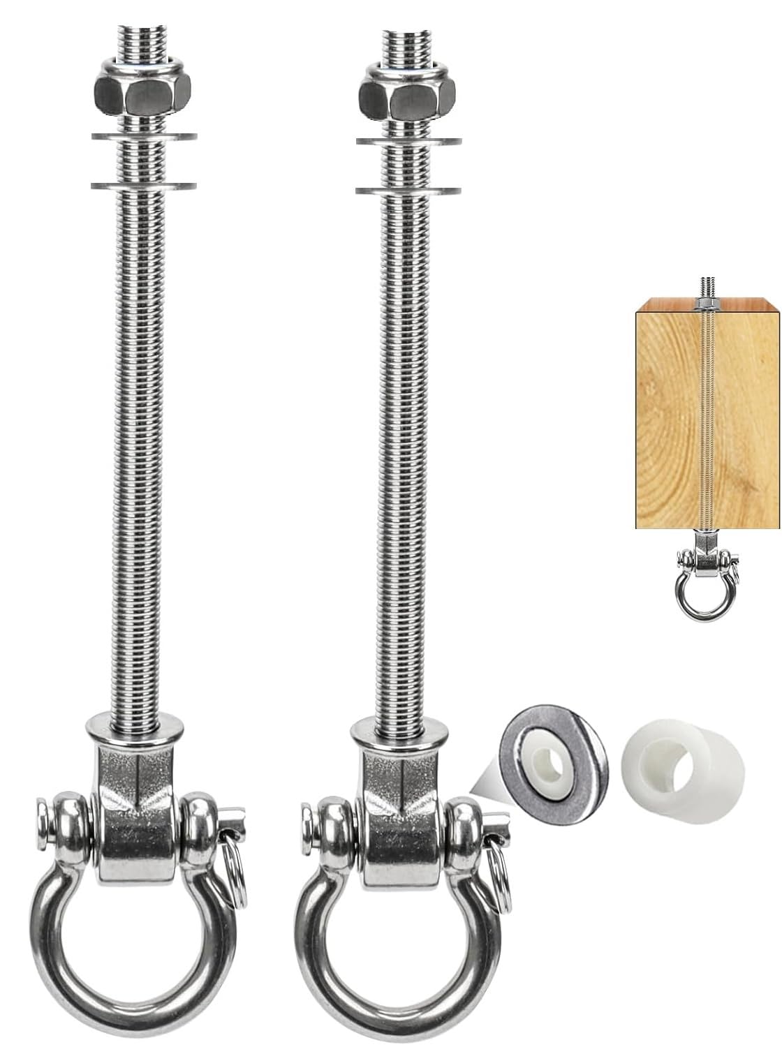 Yyiwhmy Stainless Steel 304 Swing Hangers with Bearings, Set of 2, Heavy Duty Screw Brackets for Hanging Chairs, Swings, Punchin