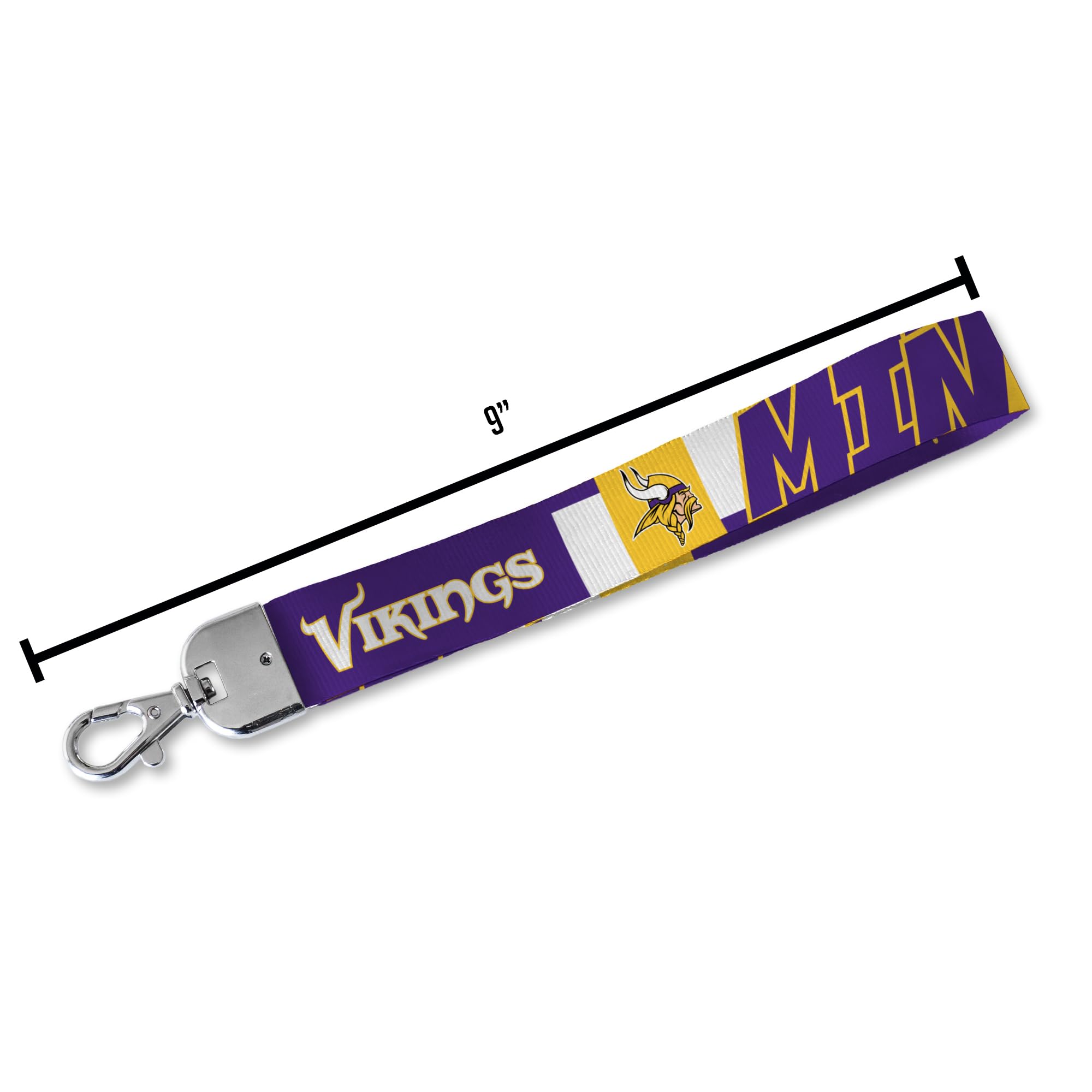 Rico Industries Nfl Football Minnesota Vikings Standard Wrist Lanyard Key Chain, Cute Wristlet Strap Keychain Holder For Women M