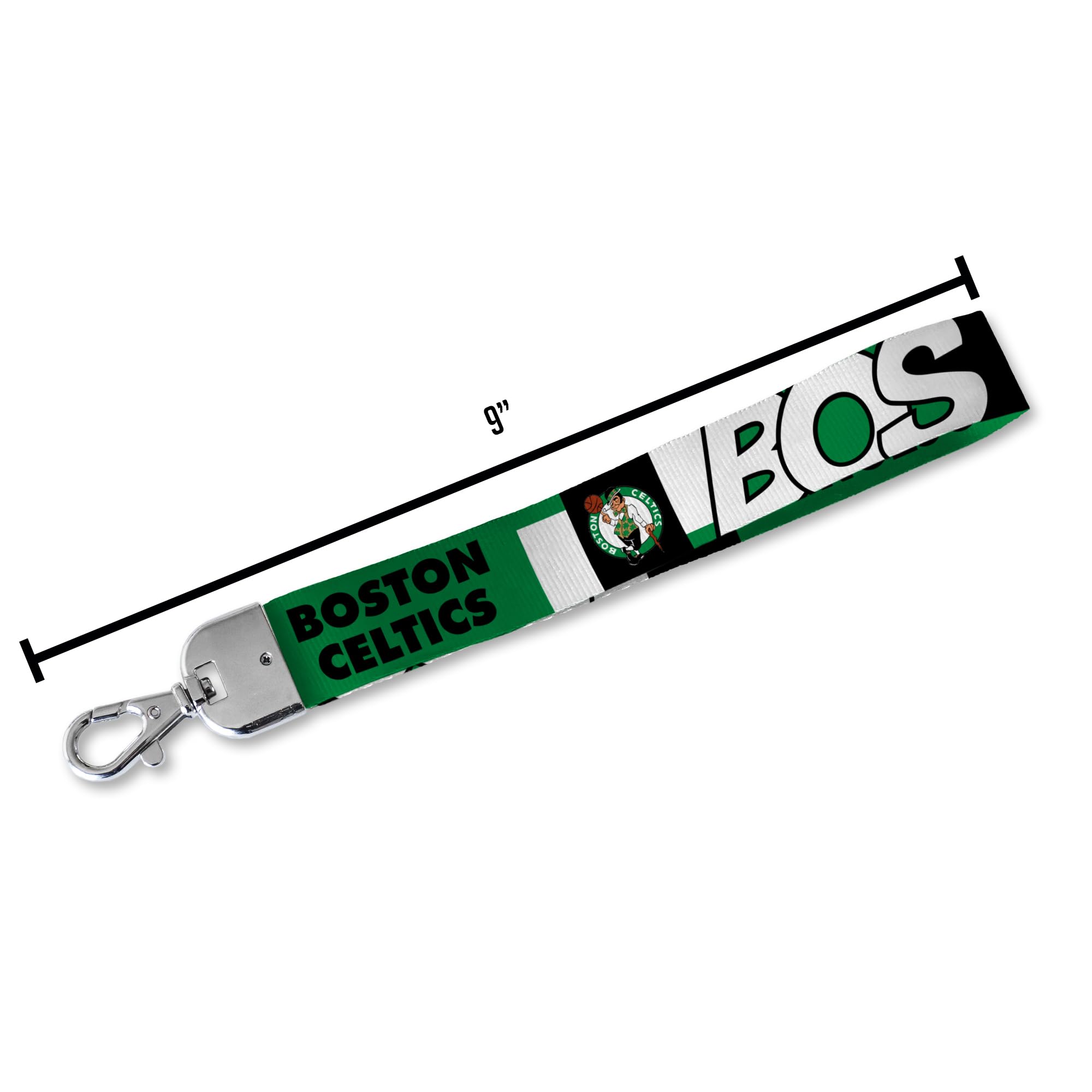 Rico Industries Nba Basketball Boston Celtics Wrist Lanyard Key Chain, Cute Wristlet Strap Keychain Holder For Women Men Car Key