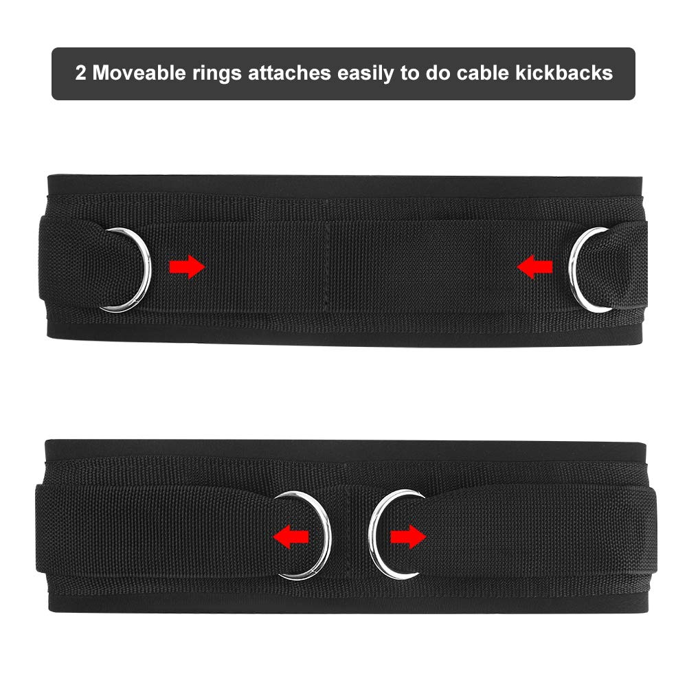Hyvawo Waist Belt Neoprene Padded Gym Pulley Strap With Rings For Cable Machines Fitness Exercise Speed Agility Resistance Train