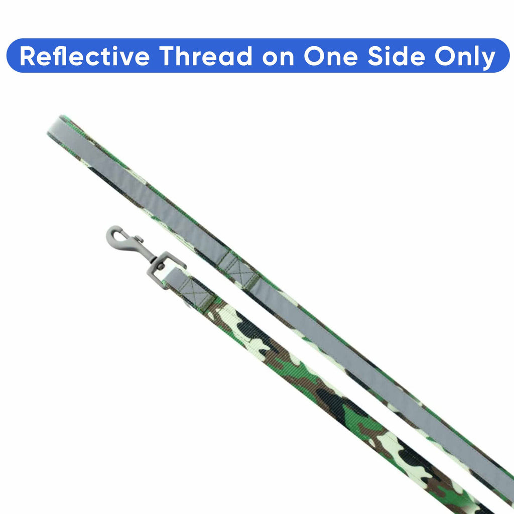 Pawtitas 6 Ft Padded Dog Leash With Comfortable Neoprene Padding Handle - Camo Green Lead  Medium Reflective Dog Leash With High