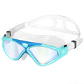 OutdoorMaster Swim Mask - Wide View Swimming Mask & Goggles Anti-fog Waterproof, Blue Frame Blue Mirror Len