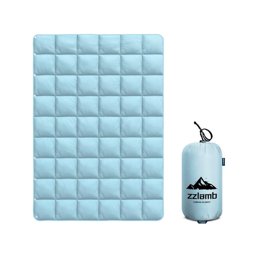 Zzlamb Puffy Camping Blanket Down Alternative Small Size For Kid, Lightweight Water-Repellent Throw Blanket Compact, Portable Wa
