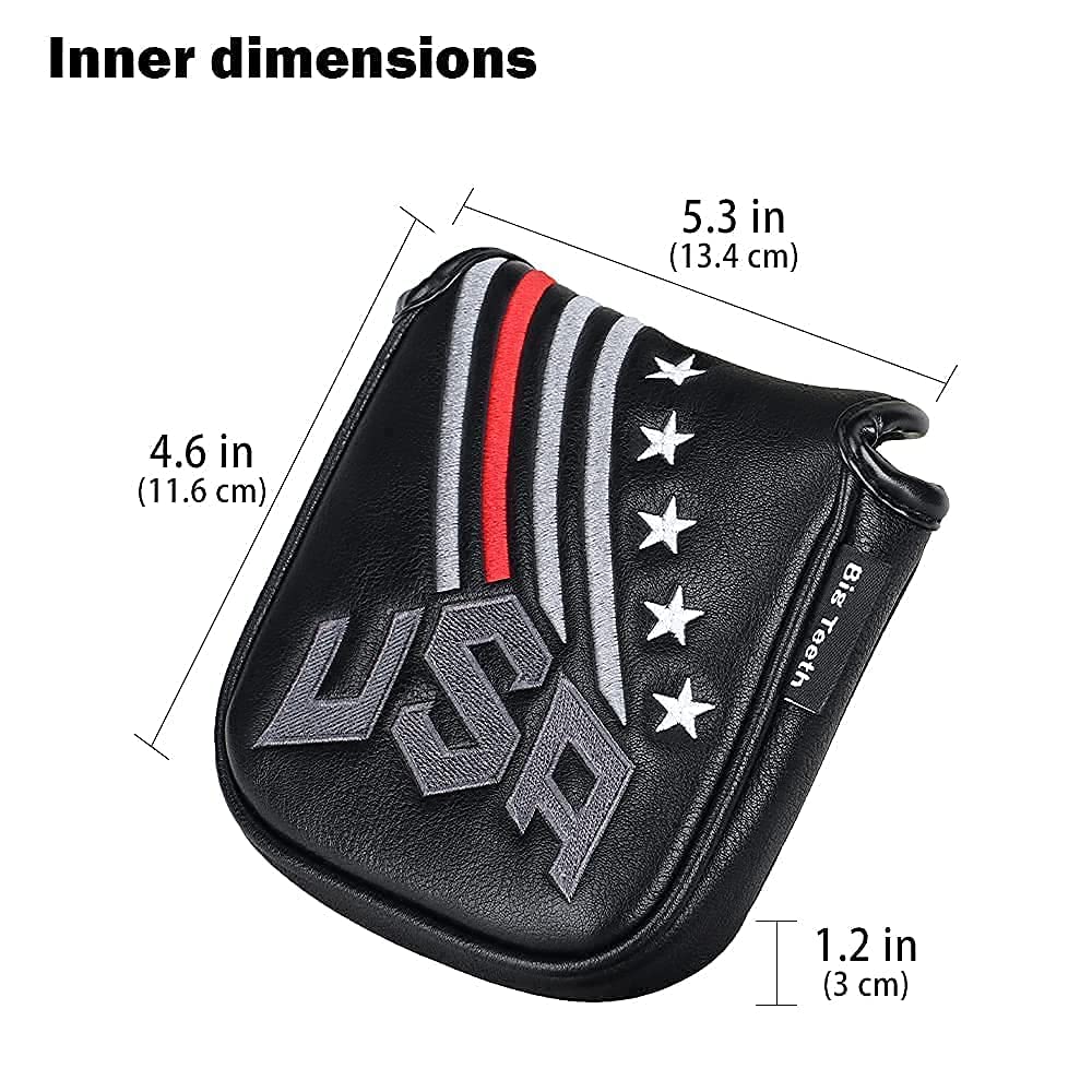 Big Teeth Golf Putter Cover Square Half Heel Shaft Mallet Putter Head Covers Usa Stripe And Star Fit For Most Brand Golf Putters