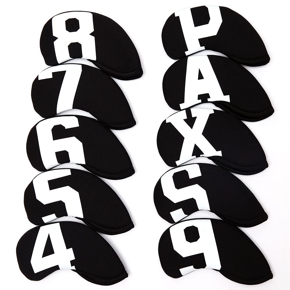 Big Number Neoprene Golf Iron Covers Set - Club Head Covers - Wedge Iron Protective Headcover For Callaway, Ping, Taylormade, Co