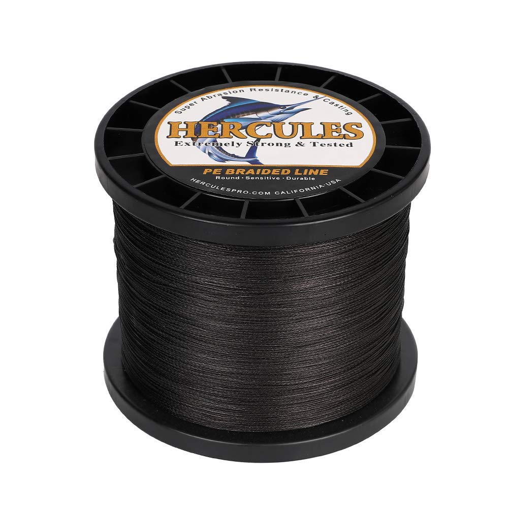 Hercules Braided Fishing Line 1500M 1640Yds 10Lbs-200Lbs Pe Superline 8 Strands (Black 120Lb/54.5Kg 0.58Mm)