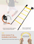 GHB Agility Ladder,Football Training Equipment Set,4 Agility Hurdles, 20 feet 12 Rungs Speed Ladder,12 Disc Cones,Resistance Par