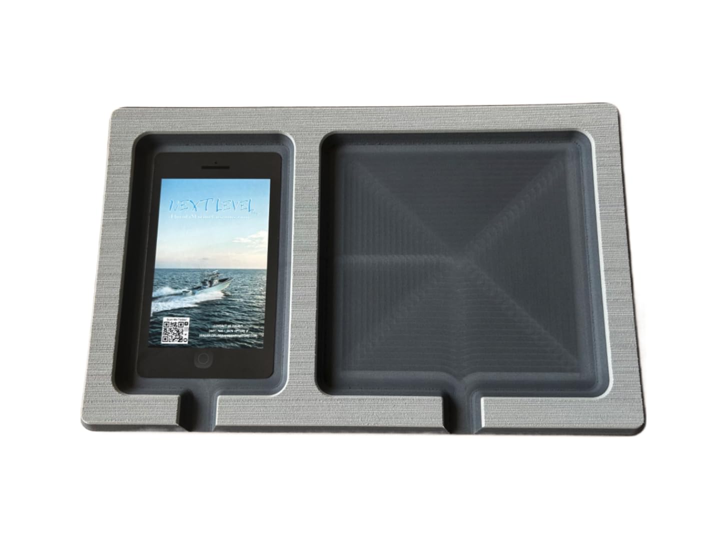Next Level Inc | 13mm Phone & Accessories Boat Double Dash Holder | SeaDek | Adhesive Backing | Separate Compartments for Phones