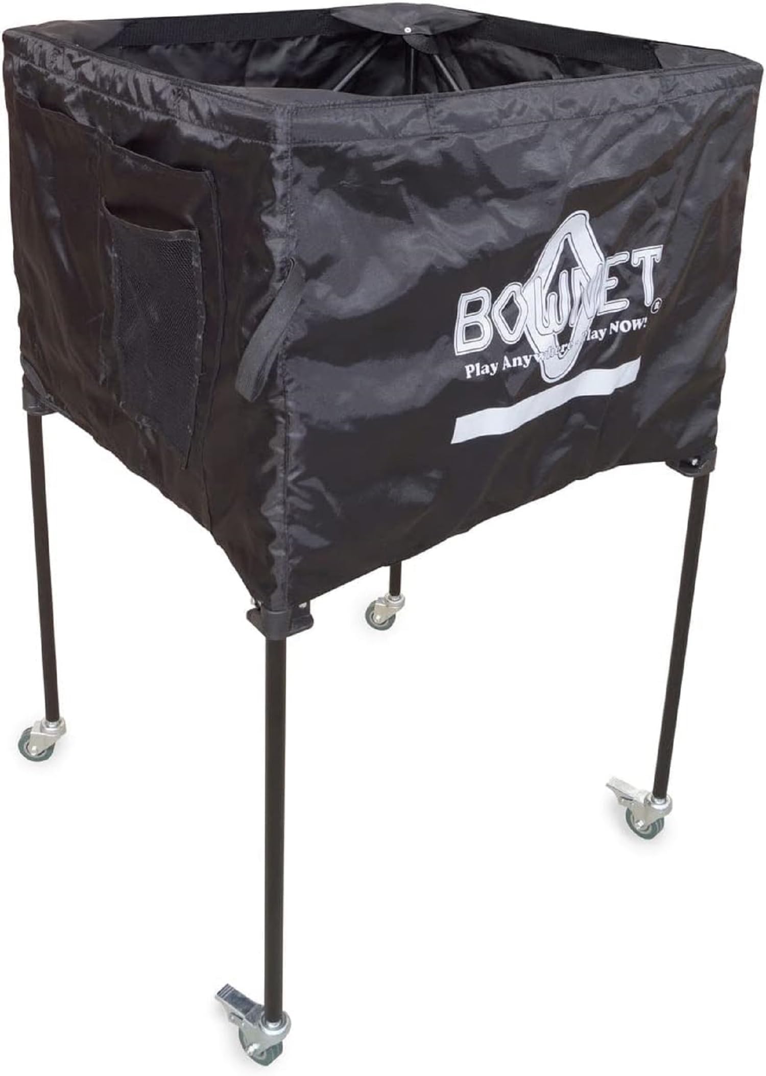 Bownet Volleyball Cart with Wheels for 30 Balls, Portable Sports Equipment Storage, 40 Tall, Also for Laundry Basket, Soccer Bal