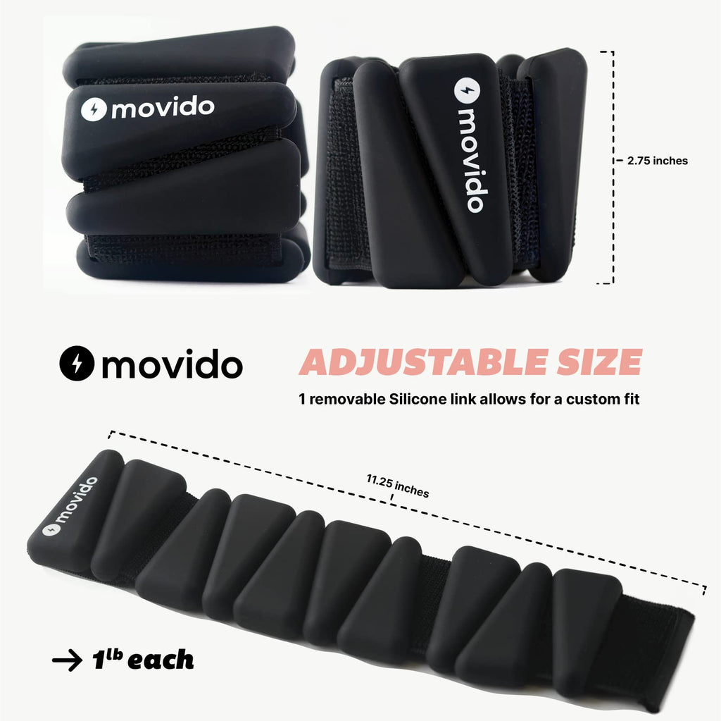 Movido Wearable Wrist & Ankle Weights - 1 Lb Each (2 Per Set) | Compact Workout Weights For Women & Men | Perfect For Yoga, Walk