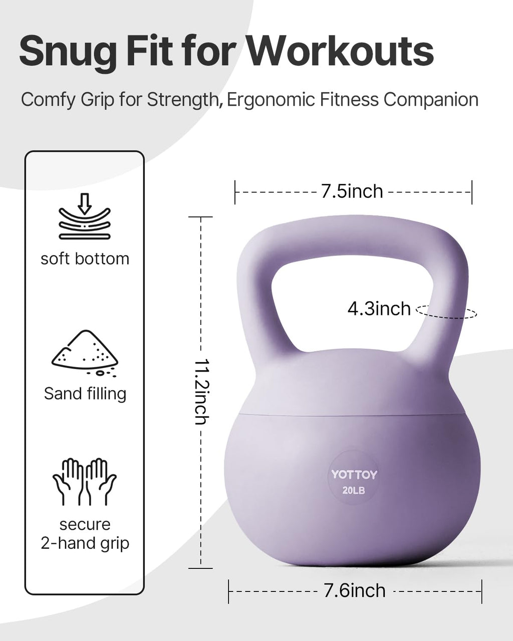 YOTTOY Soft Kettlebell,Kettlebell Anti-Slip Grip Weight for Home Workouts, Kettlebells Set Strength and Safety Guaranteed (Purpl