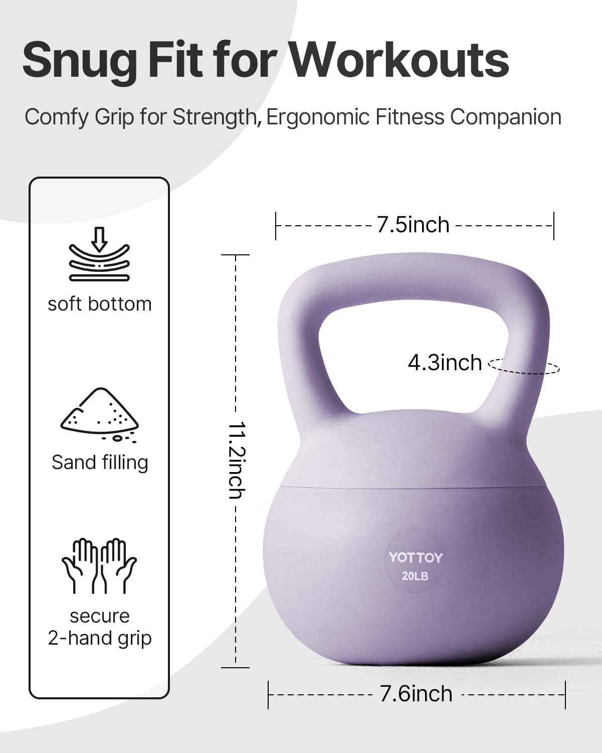 YOTTOY Soft Kettlebell,Kettlebell Anti-Slip Grip Weight for Home Workouts, Kettlebells Set Strength and Safety Guaranteed (Purpl