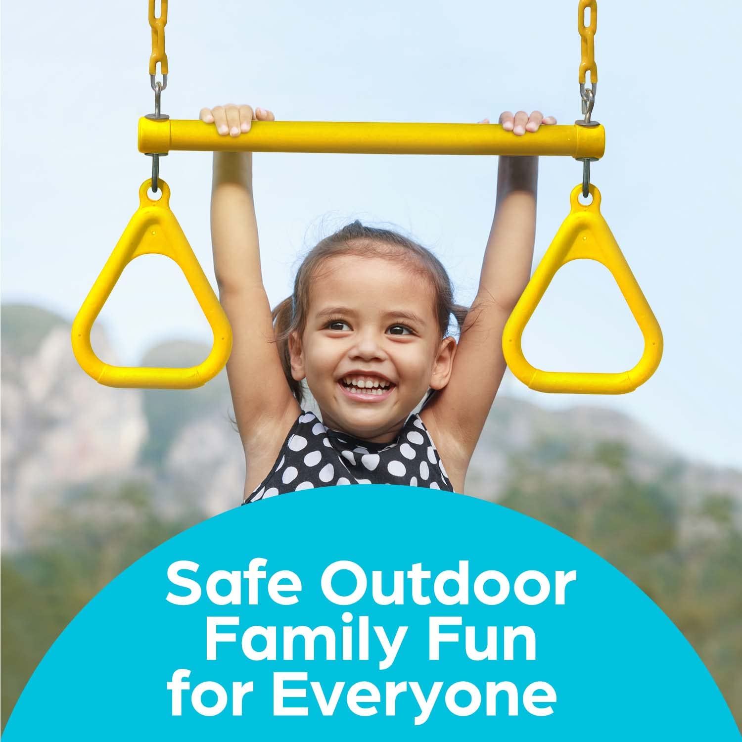 Jungle Gym Kingdom Swing Sets For Backyard, Monkey Bars & Swingset Accessories - Set Includes 18'' Trapeze Swing Bar & 48'' Heav