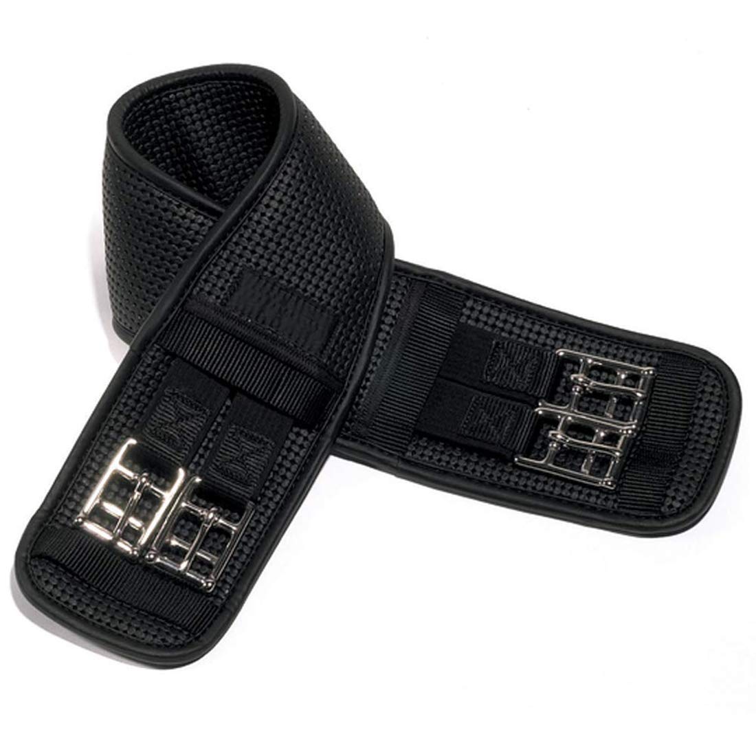 Ovation Ovsellerie Airform Chafeless Dressage Girth - Cushioned Textured Soft Horse Girth with Stainless Steel Hardware, Black, 