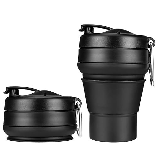 Easyxq Collapsible Coffee Cup, 16 Oz 480Ml Silicone Folding Camping Cup, Leak Proof Bpa Free Portable Cup, Travel Mug With Lids