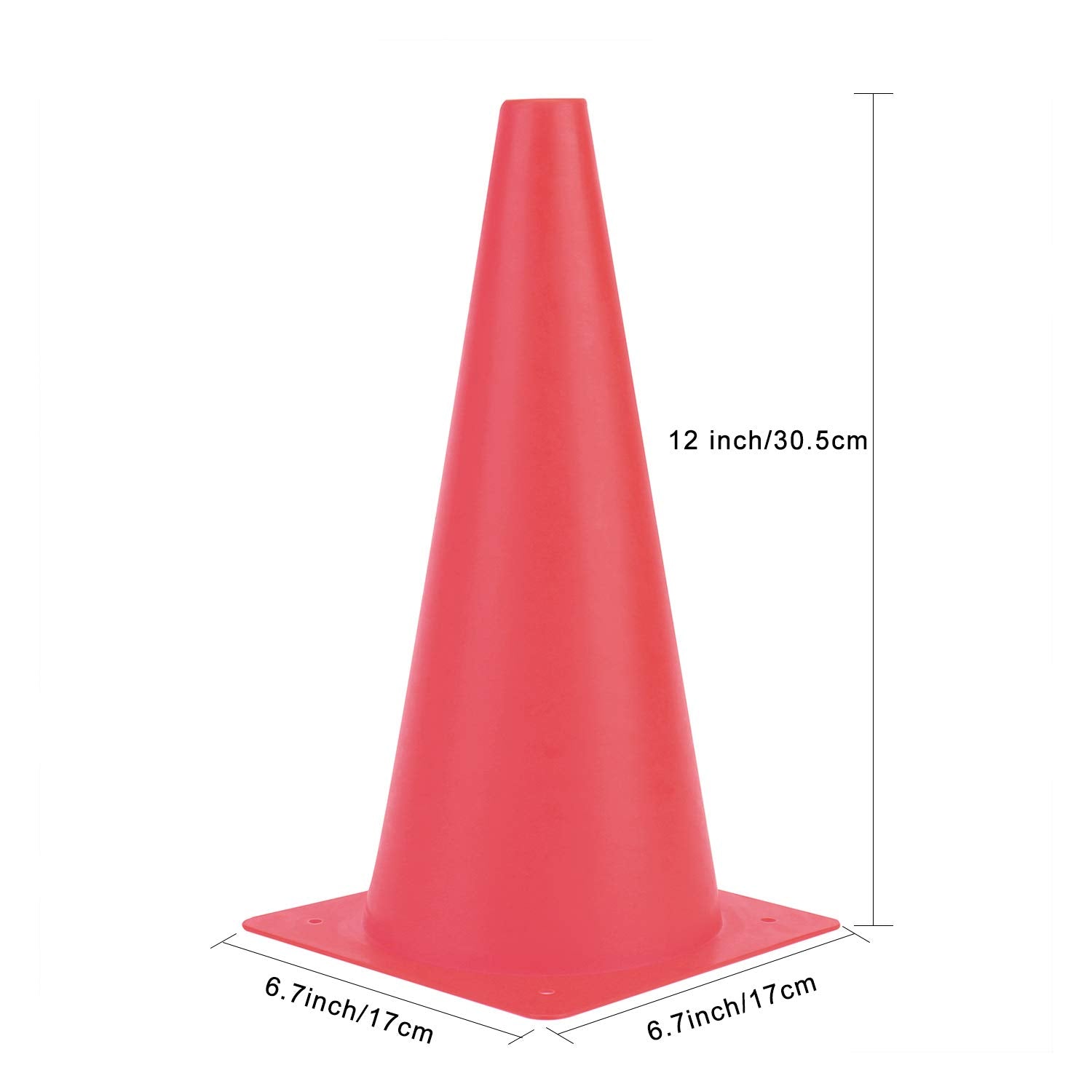12 Inch Red Traffic Training Cones, Plastic Safety Parking Cones, Agility Field Marker Cones For Soccer Basketball Football Dril