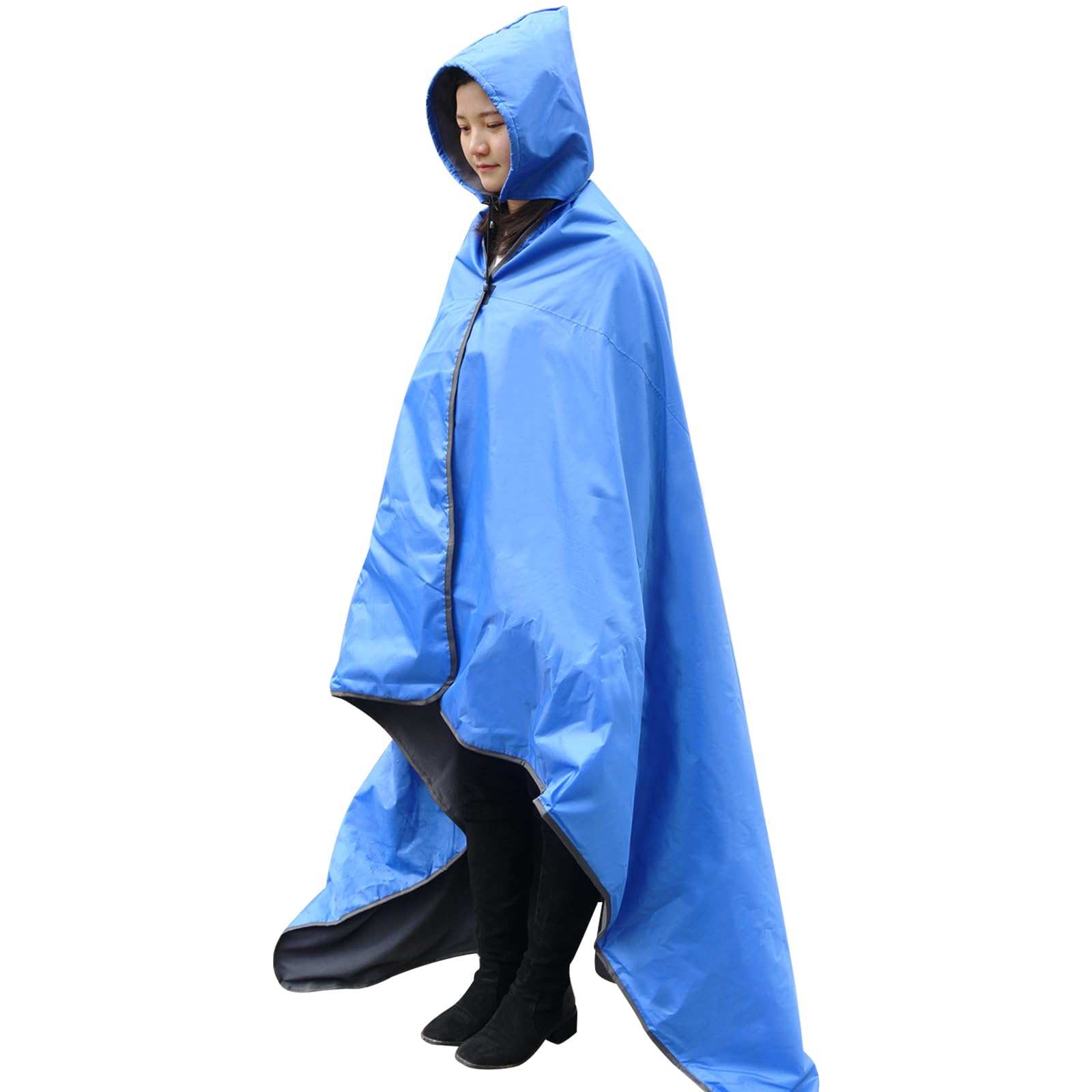 Dukuseek Outdoor Waterproof Stadium Blanket, Xl Large (79 ''X 59 '') Hooded Stadium Blankets With Fleece,Portable,Warm Outside B