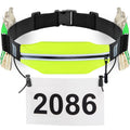 RJ-Sport Triathlon Belt with Pouch - Race Number Bib Holder with 6 Gel Loops, Ideal for Running, Cycling & Marathon (Yellow)