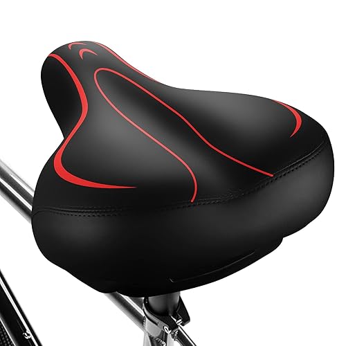 Xmifer Oversized Bike Seat, Comfortable Bike Seat - Universal Replacement Bicycle Saddle - Waterproof Leather Bicycle Seat With