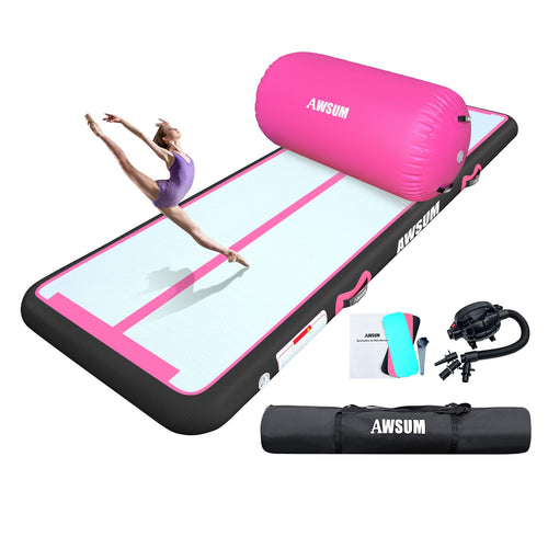 Awsum 10Ft Gymnastics Air Mat With Air Roller For Gym Inflatable Gymnastics Equipment With Electric Pump