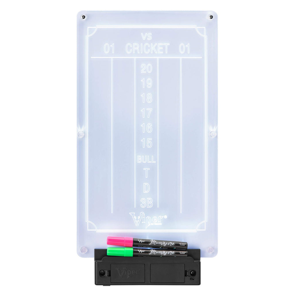 Viper Illumiscore Plus+ See-Through Illuminated Back-Lit Dry Erase Dart Scoreboard, Large (19.50'' L X 10.00'' W), Black
