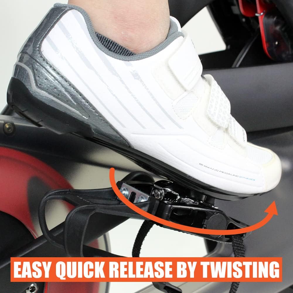 Bv Bike Pedals Shimano Spd/Look Delta Compatible 9/16'' With Toe Clips - Peloton Pedals For Regular Shoes - Toe Cages For Peloto