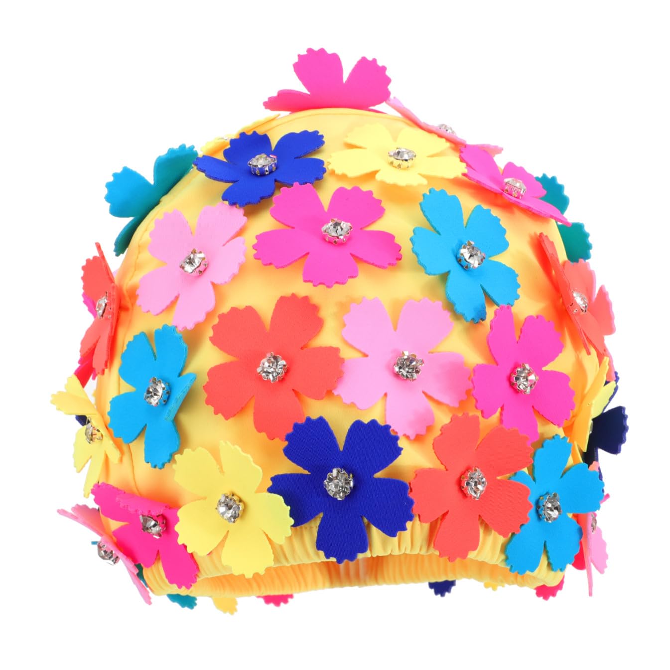 Toyvian Ladies Flower Swimming Cap, Simulation Floral Petal Swim Hat for Women, Rhinestone Bathing Hat for Pool Beach Spa