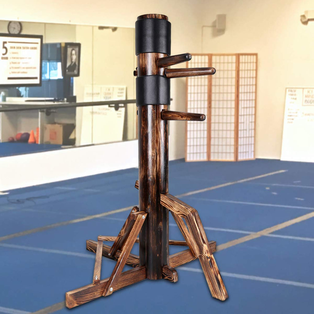 Adjustable Wing Chun Dummy Mook Yan Jong Ip Man Training Target Wood Base Dark Brown