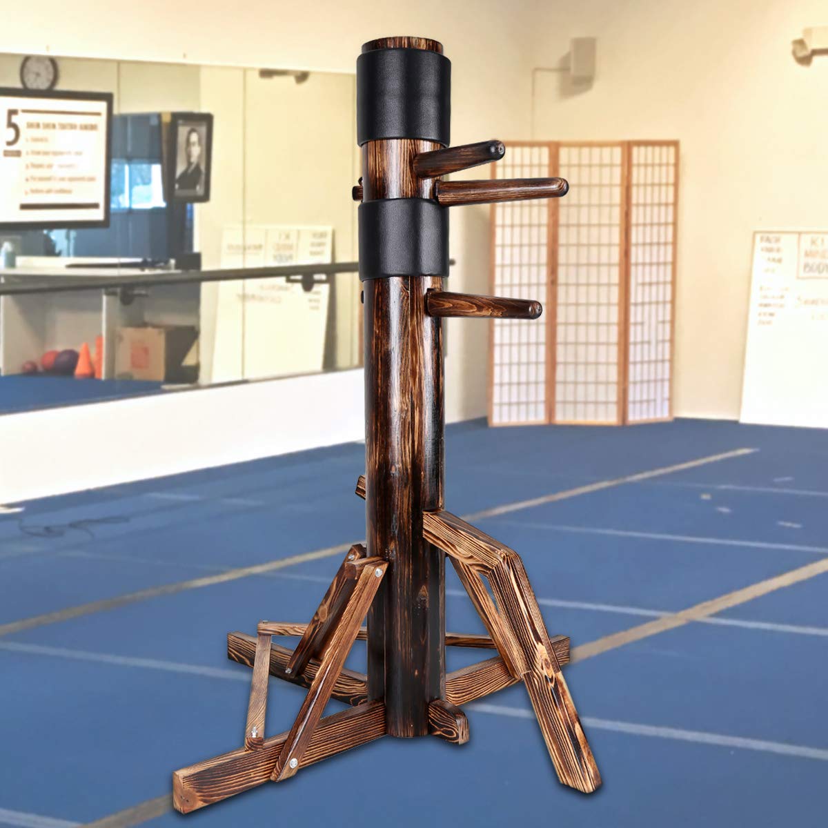 Adjustable Wing Chun Dummy Mook Yan Jong Ip Man Training Target Wood Base Dark Brown