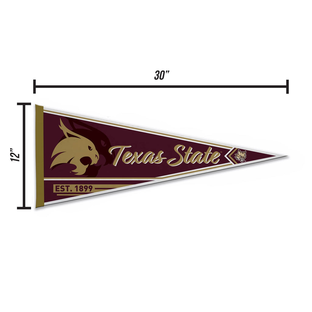 Rico Industries Ncaa Texas State Bobcats Classic 12'' X 30'' Felt Wall D  Cor Pennant - Great For Home/Bed Room/Man Cave D  Cor