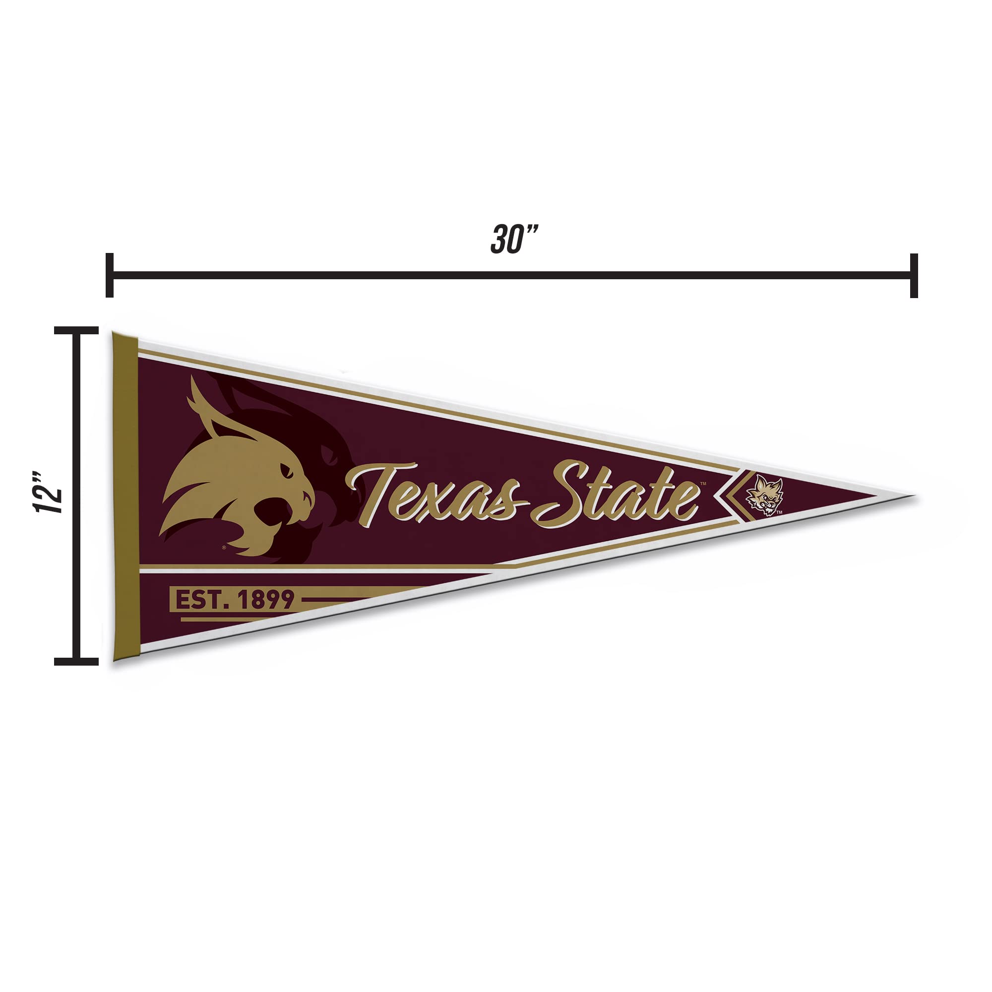 Rico Industries Ncaa Texas State Bobcats Classic 12'' X 30'' Felt Wall D  Cor Pennant - Great For Home/Bed Room/Man Cave D  Cor