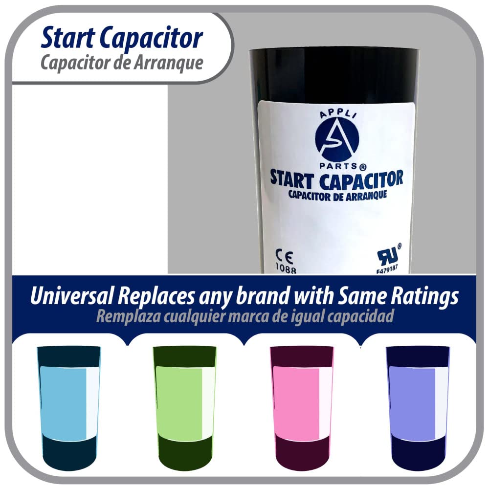 Appli Parts Motor Start Capacitor 200-240 Mfd (Microfarads) Uf 110-125 Vac Universal Fit For Electric Motor Applications 1-716 I